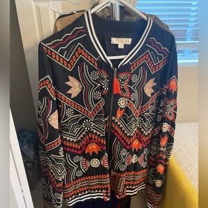 Love stitch detailed embroidered bomber